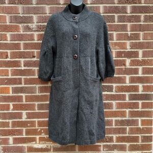 Robin Howe 3 button Puff short sleeves Long Gray Cardigan Size M